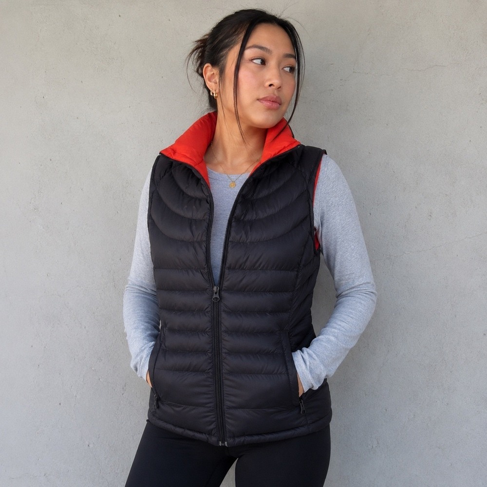Bernardo Goose Down Puffer Vest Black Red Womens Medium Lightweight Core